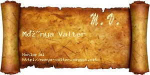 Mánya Valter névjegykártya